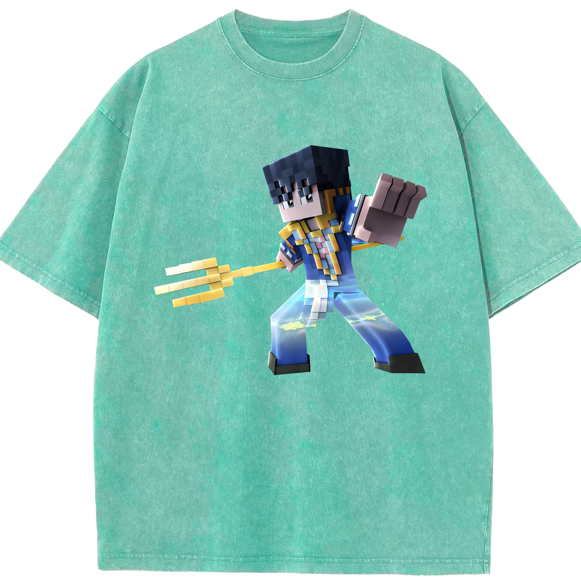 （画像用） マインクラフト ブロックの世界 Minecraft MC Block world 綿100% ヴィンテージ風 半袖Tシャツ（フロントプリント）